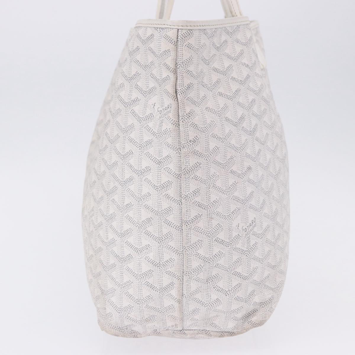 GOYARD Herringbone Saint Louis PM Tote Bag PVC Leather White Auth 204570