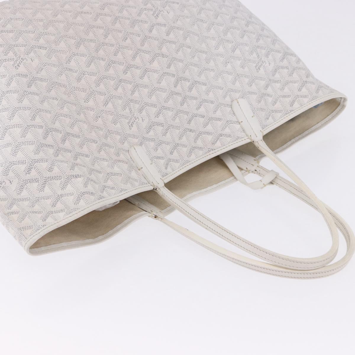 GOYARD Herringbone Saint Louis PM Tote Bag PVC Leather White Auth 204570