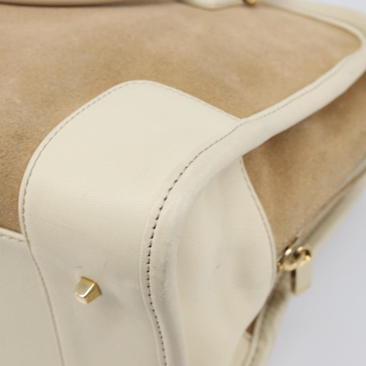 LOEWE Amazona 28 Hand Bag Suede Beige Gold Tone Auth 204571V
