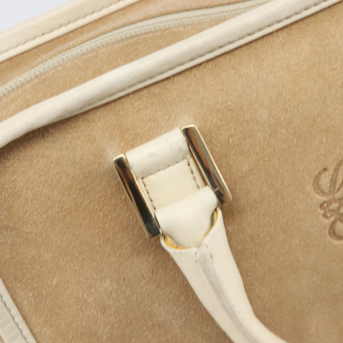 LOEWE Amazona 28 Hand Bag Suede Beige Gold Tone Auth 204571V