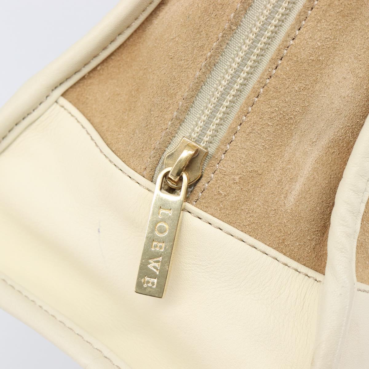 LOEWE Amazona 28 Hand Bag Suede Beige Gold Tone Auth 204571V