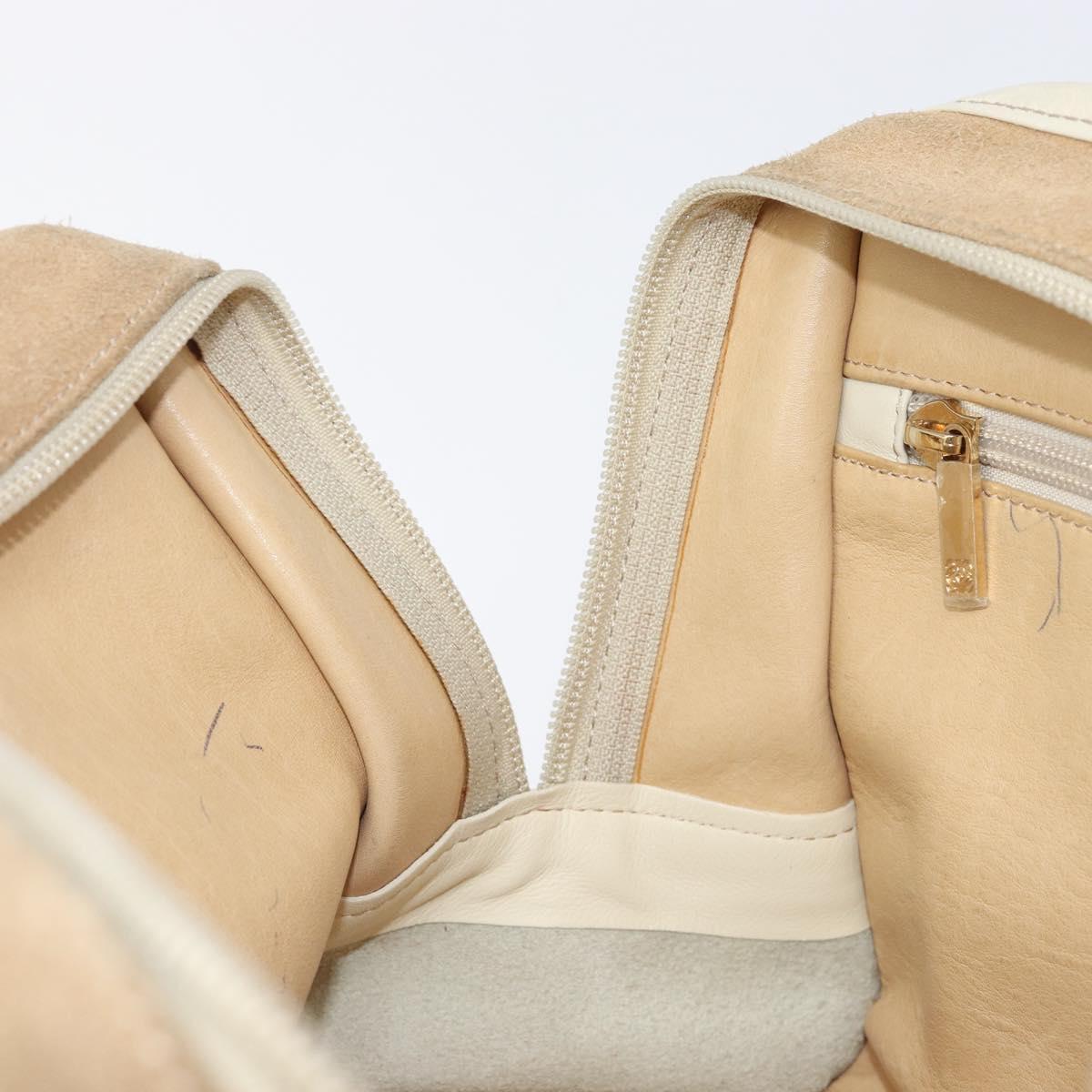 LOEWE Amazona 28 Hand Bag Suede Beige Gold Tone Auth 204571V