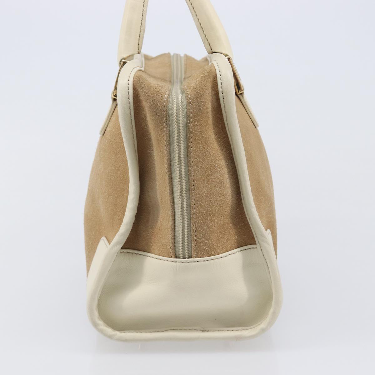 LOEWE Amazona 28 Hand Bag Suede Beige Gold Tone Auth 204571V