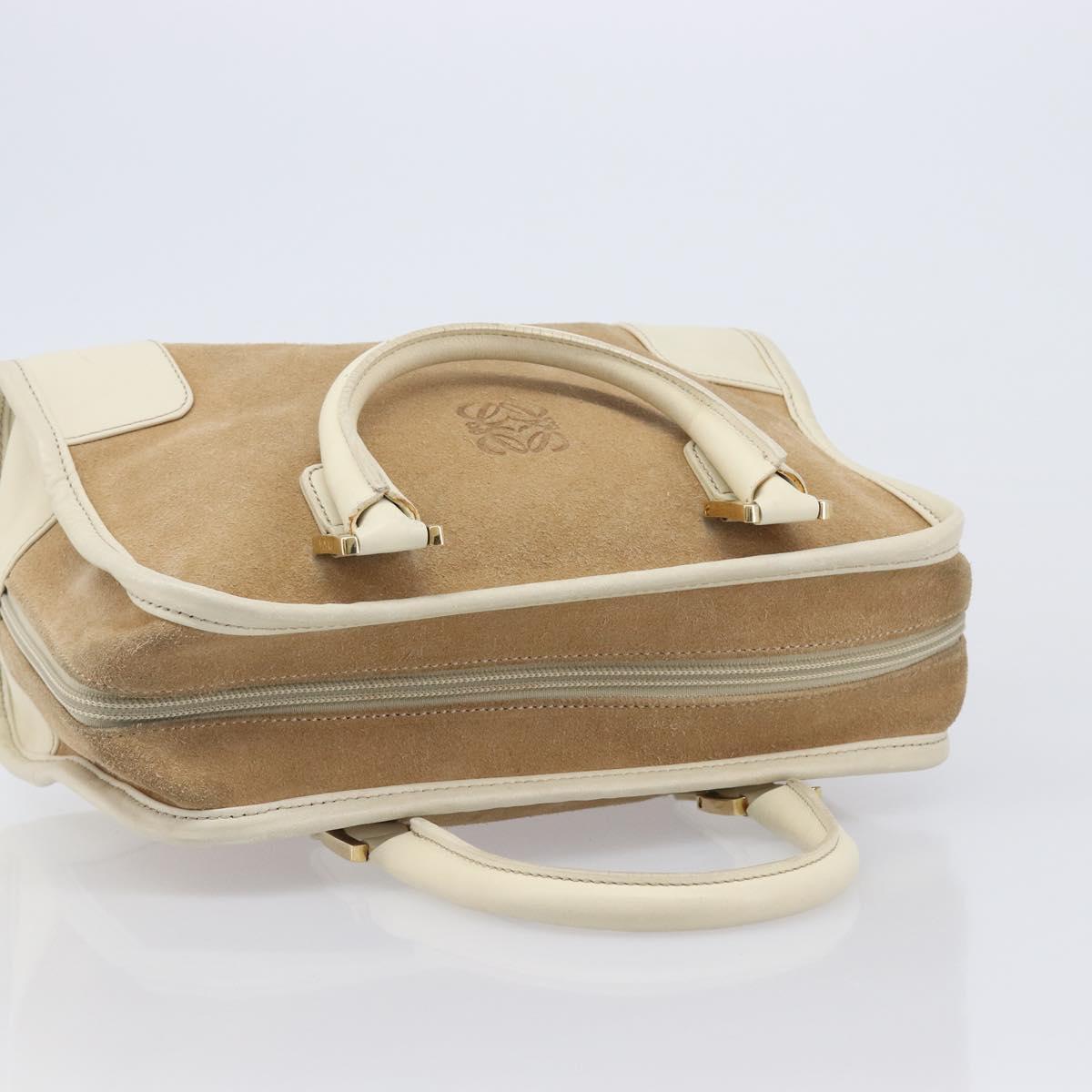 LOEWE Amazona 28 Hand Bag Suede Beige Gold Tone Auth 204571V