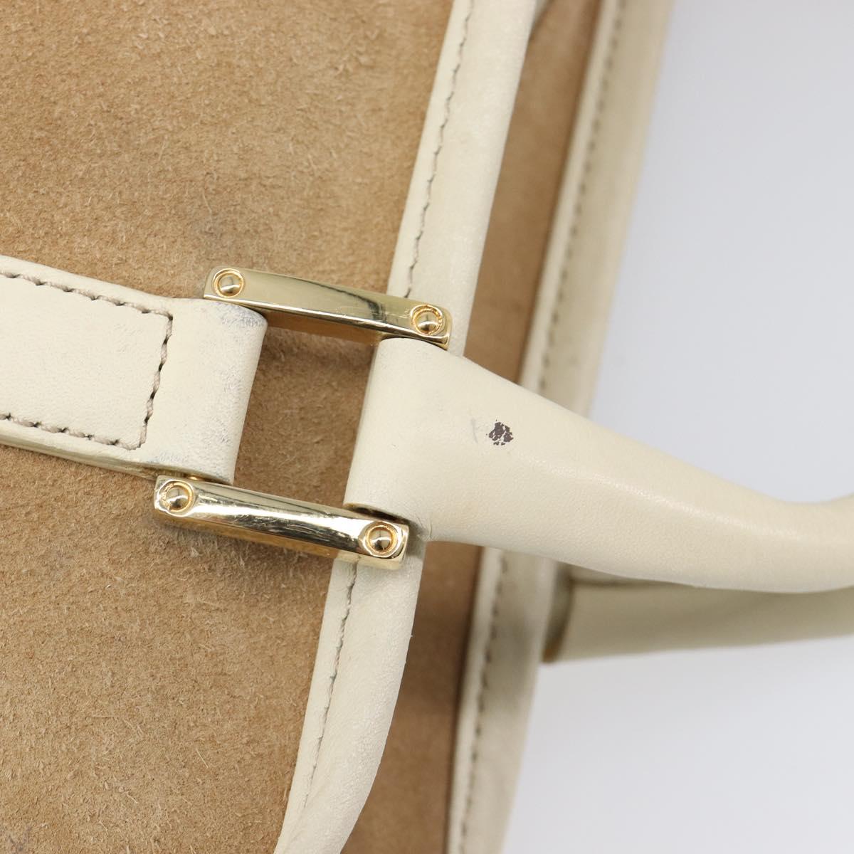 LOEWE Amazona 28 Hand Bag Suede Beige Gold Tone Auth 204571V