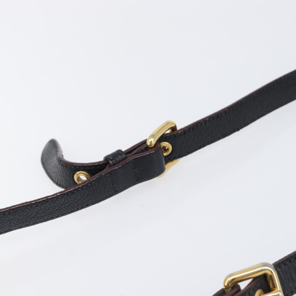 Miu Miu Madras Shoulder Bag Leather Black Gold Tone Auth 204572V