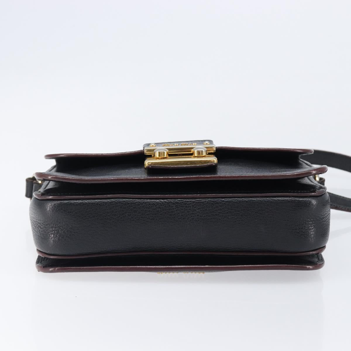 Miu Miu Madras Shoulder Bag Leather Black Gold Tone Auth 204572V