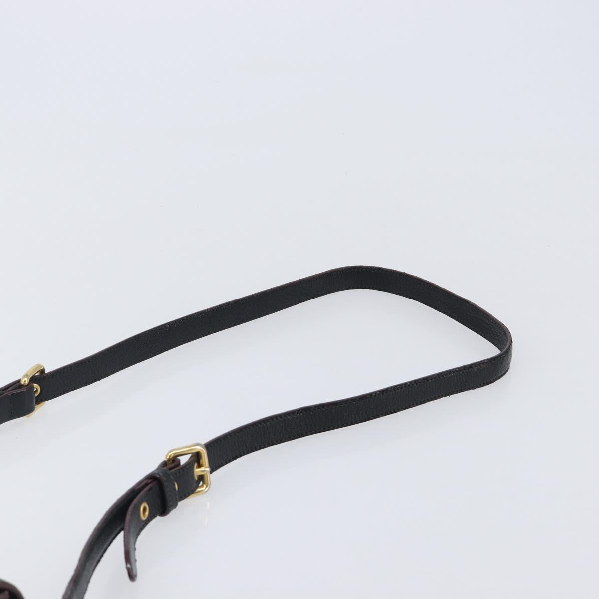 Miu Miu Madras Shoulder Bag Leather Black Gold Tone Auth 204572V