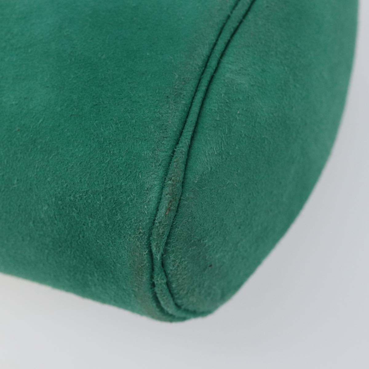 Christian Dior Chain Shoulder Bag Suede Green Gold Tone Auth 204573V