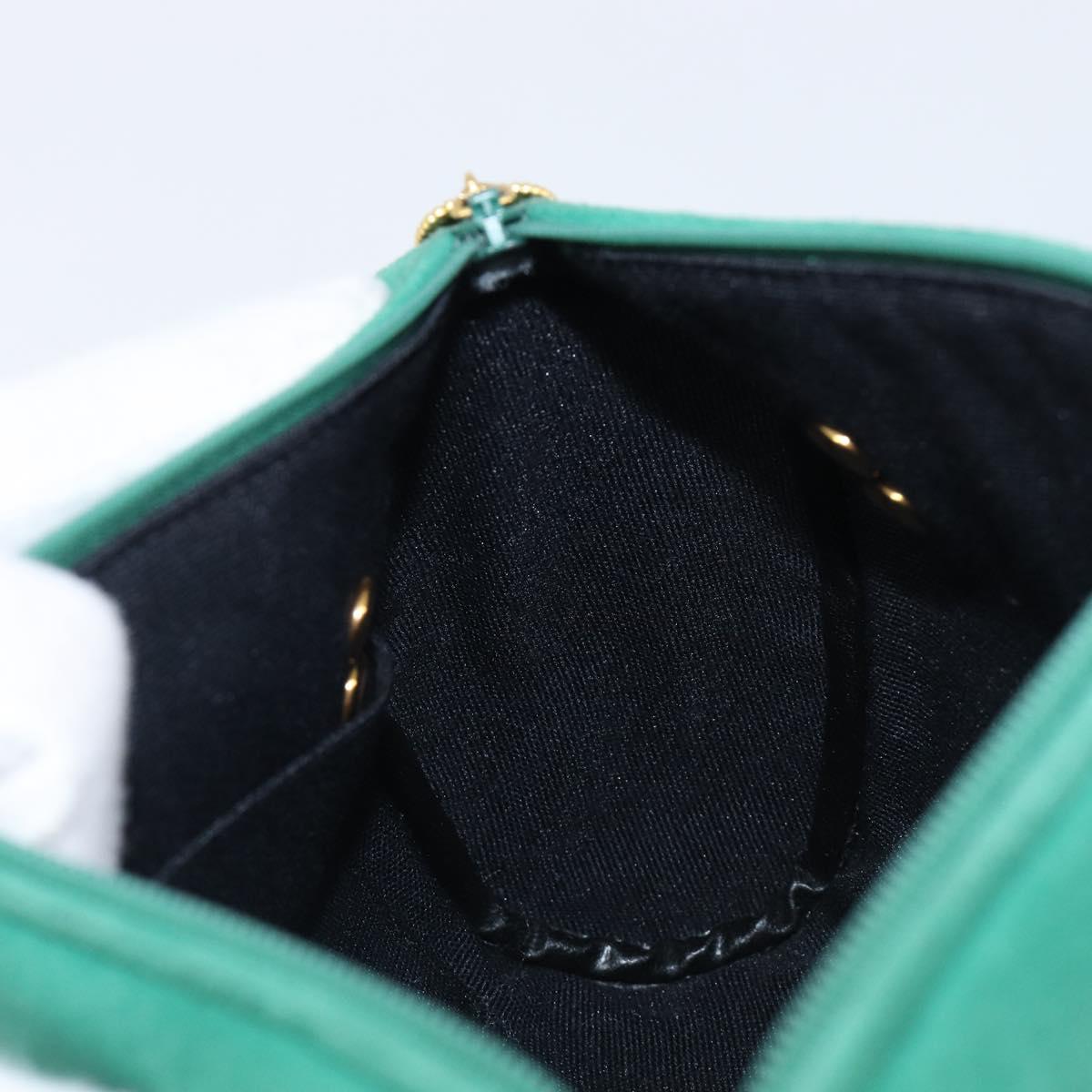 Christian Dior Chain Shoulder Bag Suede Green Gold Tone Auth 204573V