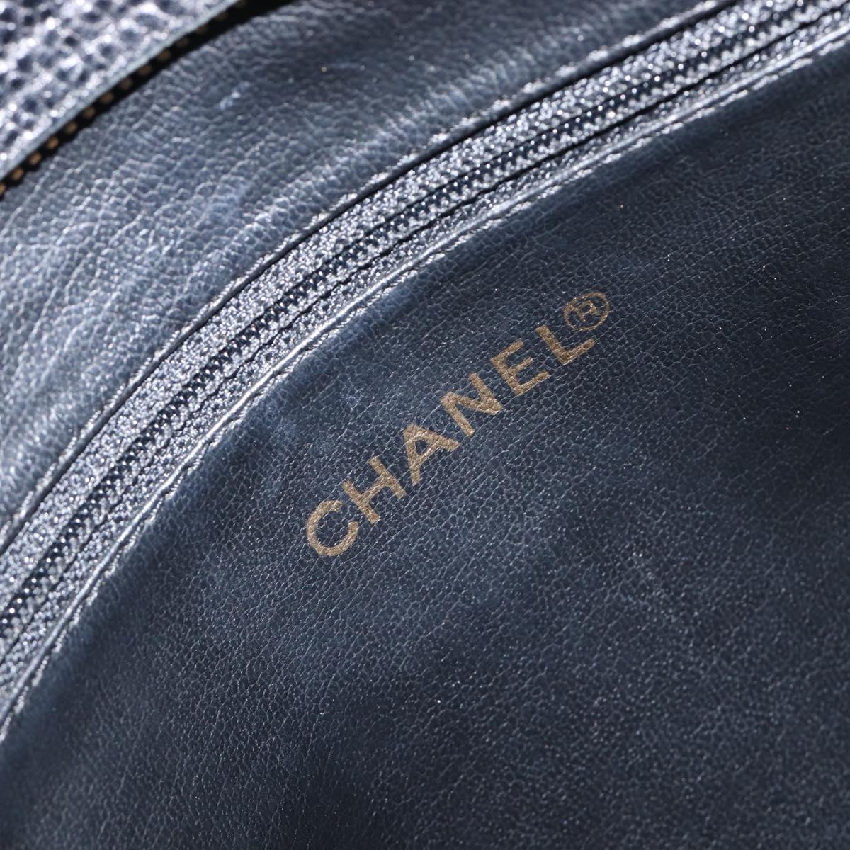 CHANEL Triple Coco Chain Shoulder Tote Bag Caviar Skin Black CC Auth 204578V