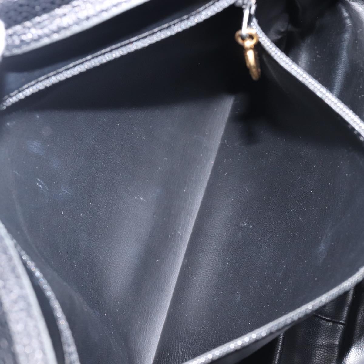 CHANEL Triple Coco Chain Shoulder Tote Bag Caviar Skin Black CC Auth 204578V