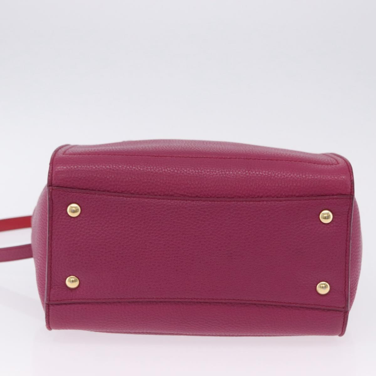 Salvatore Ferragamo Gancini Hand Bag Leather 2way Pink Gold Tone Auth 204579A