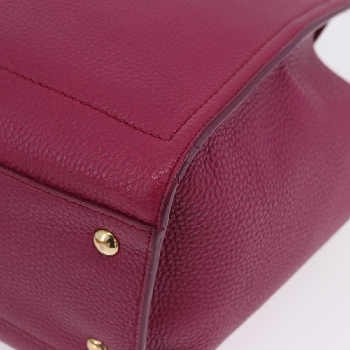 Salvatore Ferragamo Gancini Hand Bag Leather 2way Pink Gold Tone Auth 204579A