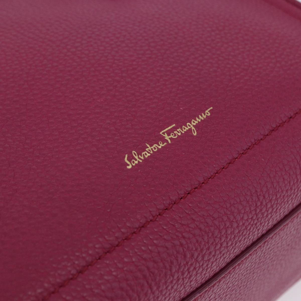 Salvatore Ferragamo Gancini Hand Bag Leather 2way Pink Gold Tone Auth 204579A