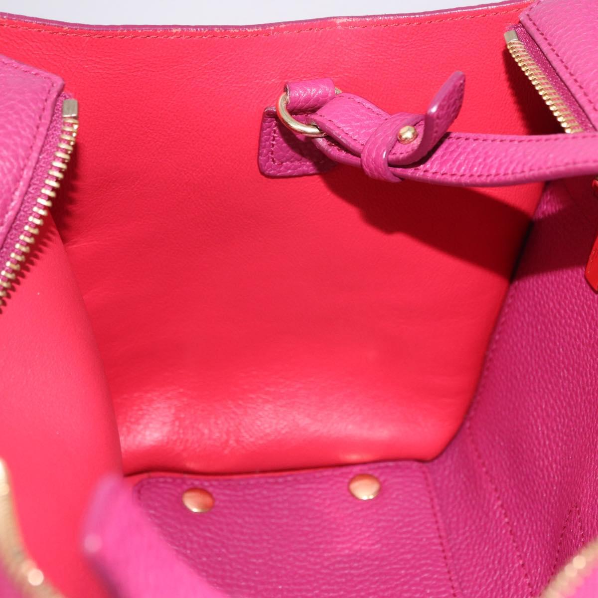 Salvatore Ferragamo Gancini Hand Bag Leather 2way Pink Gold Tone Auth 204579A