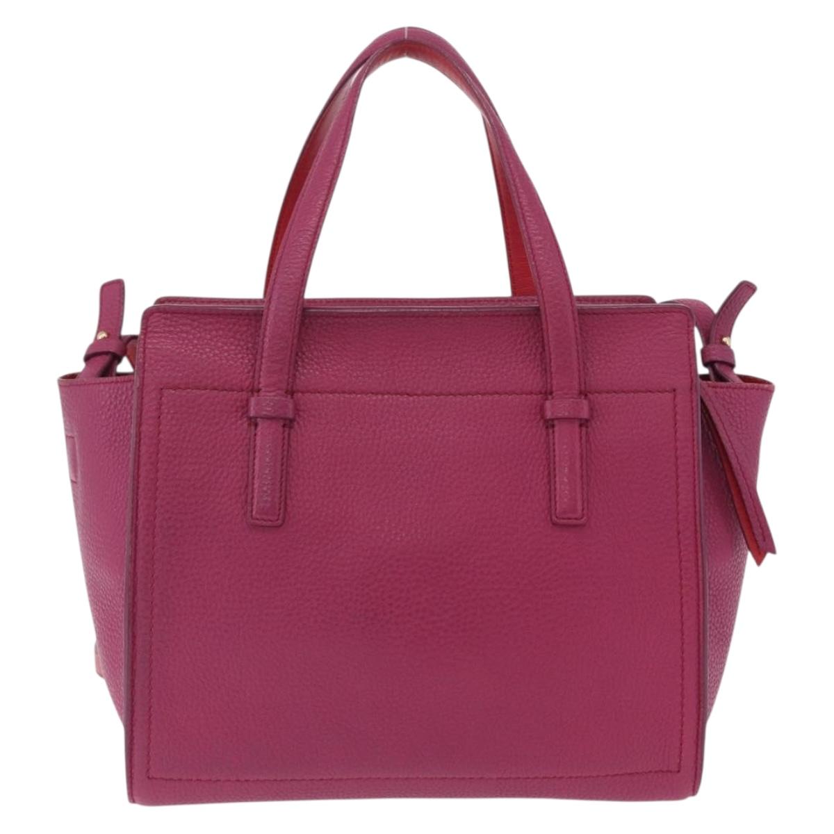 Salvatore Ferragamo Gancini Hand Bag Leather 2way Pink Gold Tone Auth 204579A