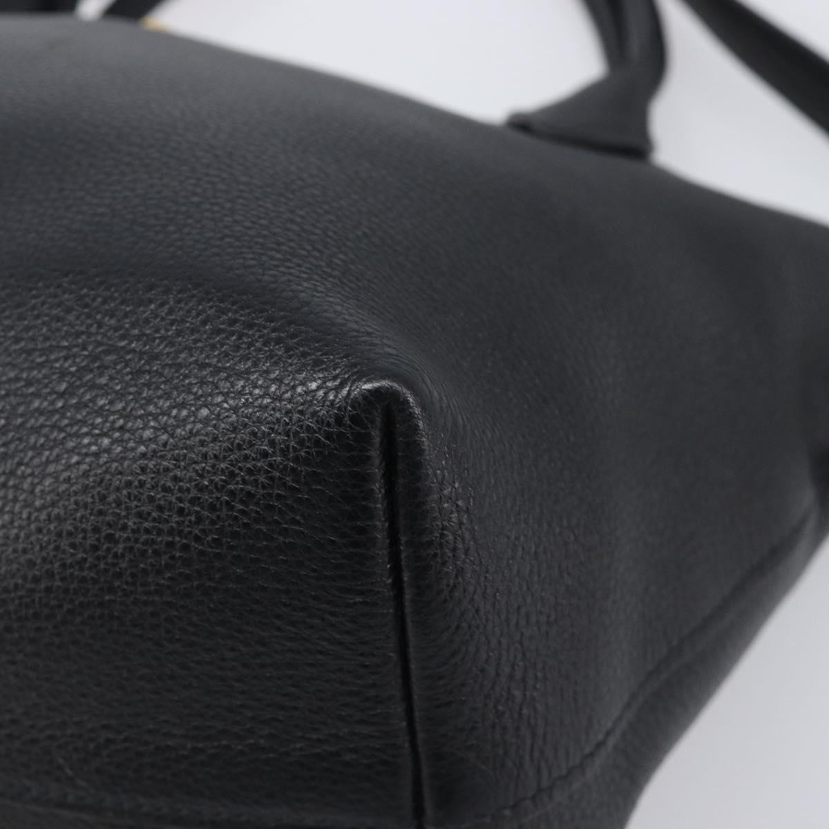 PRADA Hand Bag Leather 2way Black Gold Tone Auth 204580M