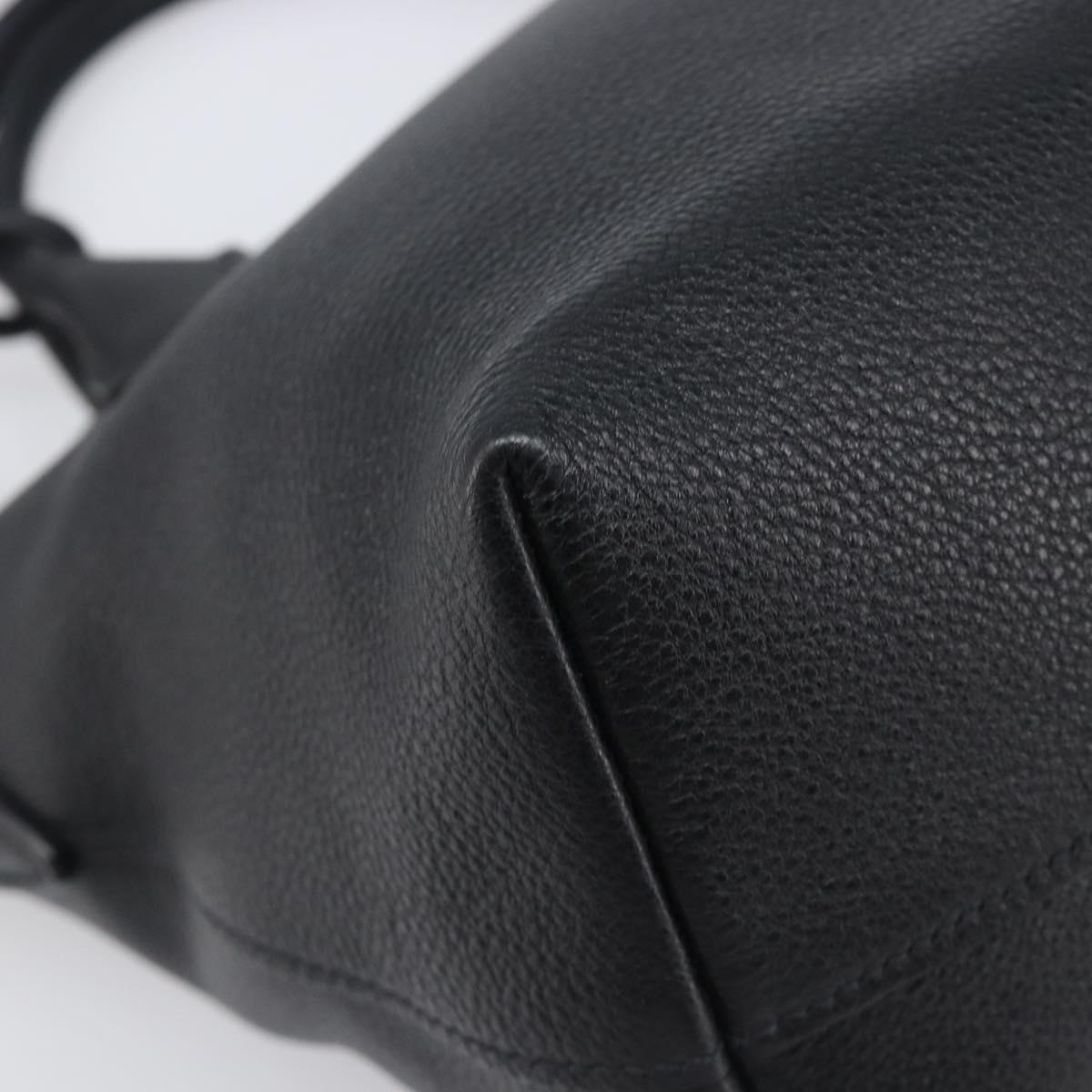 PRADA Hand Bag Leather 2way Black Gold Tone Auth 204580M