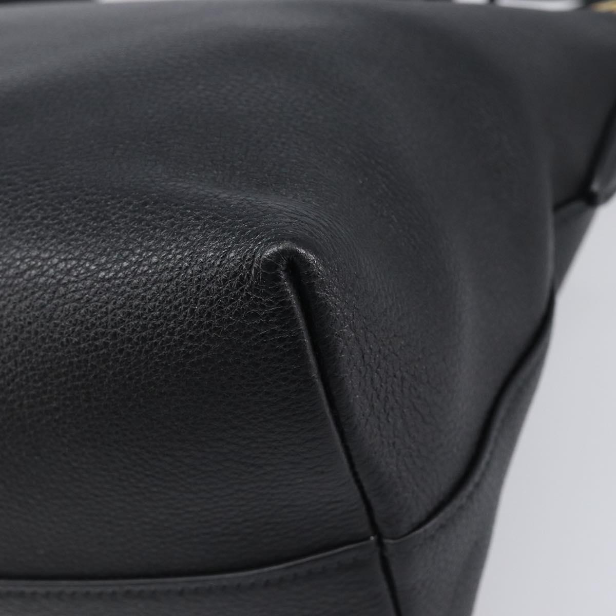 PRADA Hand Bag Leather 2way Black Gold Tone Auth 204580M