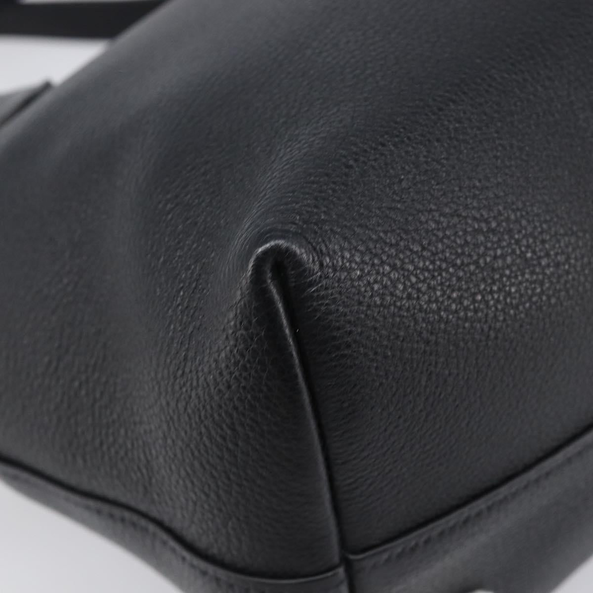 PRADA Hand Bag Leather 2way Black Gold Tone Auth 204580M