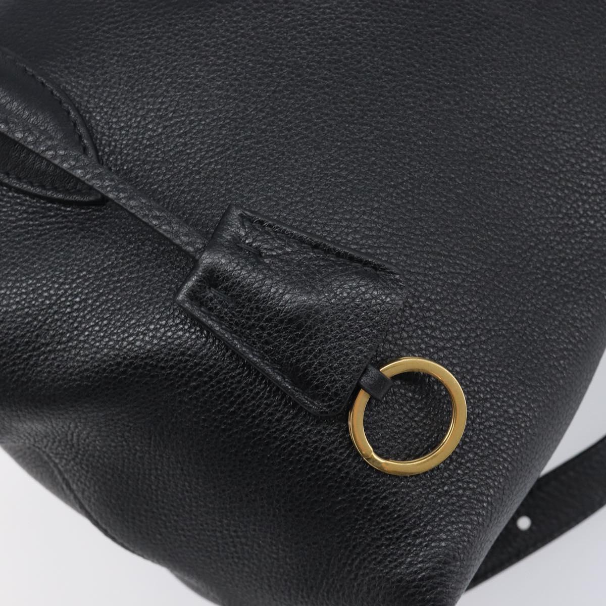 PRADA Hand Bag Leather 2way Black Gold Tone Auth 204580M