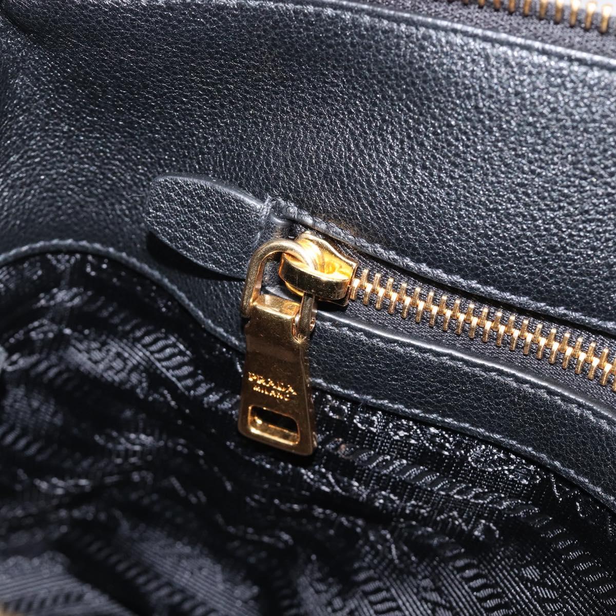 PRADA Hand Bag Leather 2way Black Gold Tone Auth 204580M