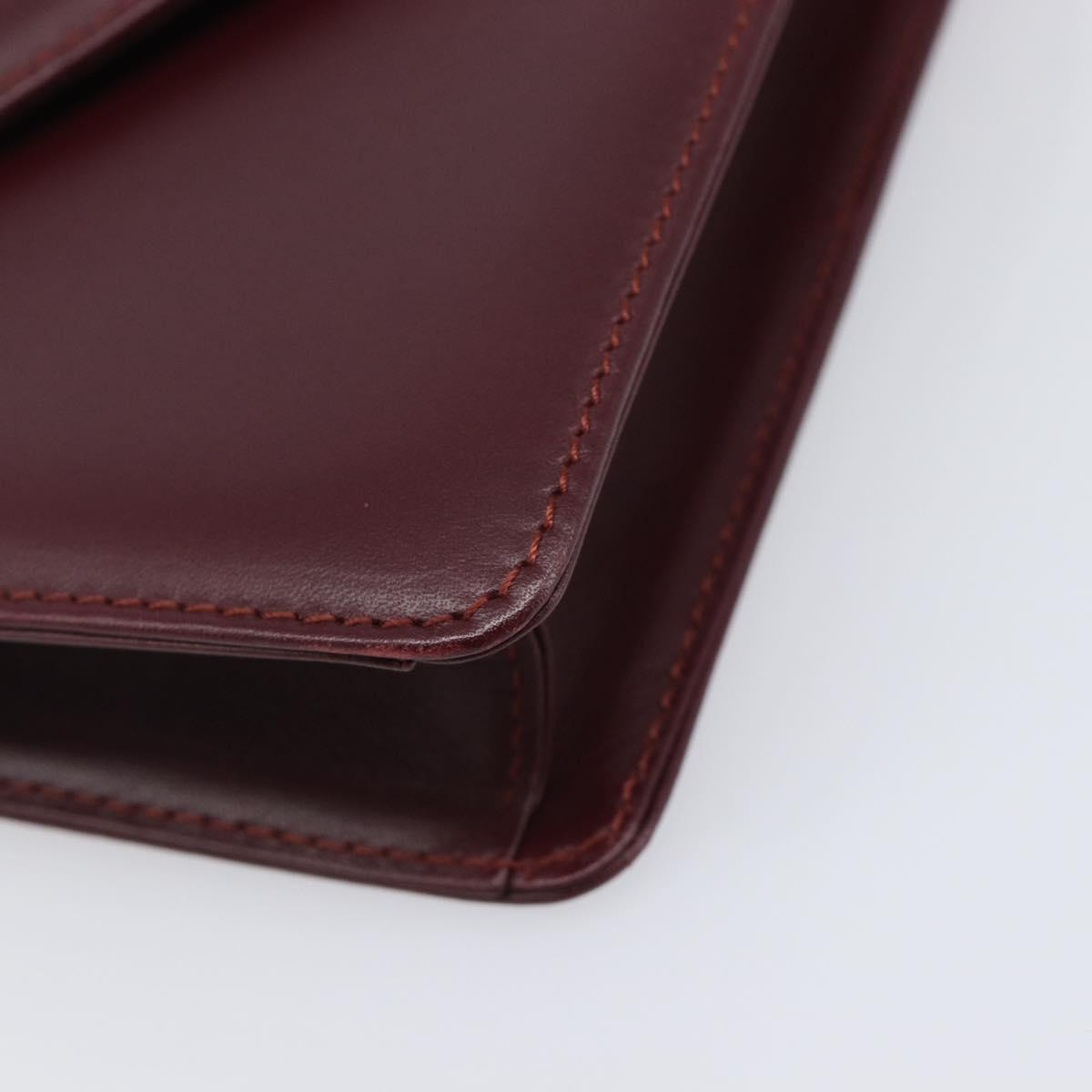 CARTIER Must Line Shoulder Bag Leather Bordeaux Gold Tone Auth 204581V