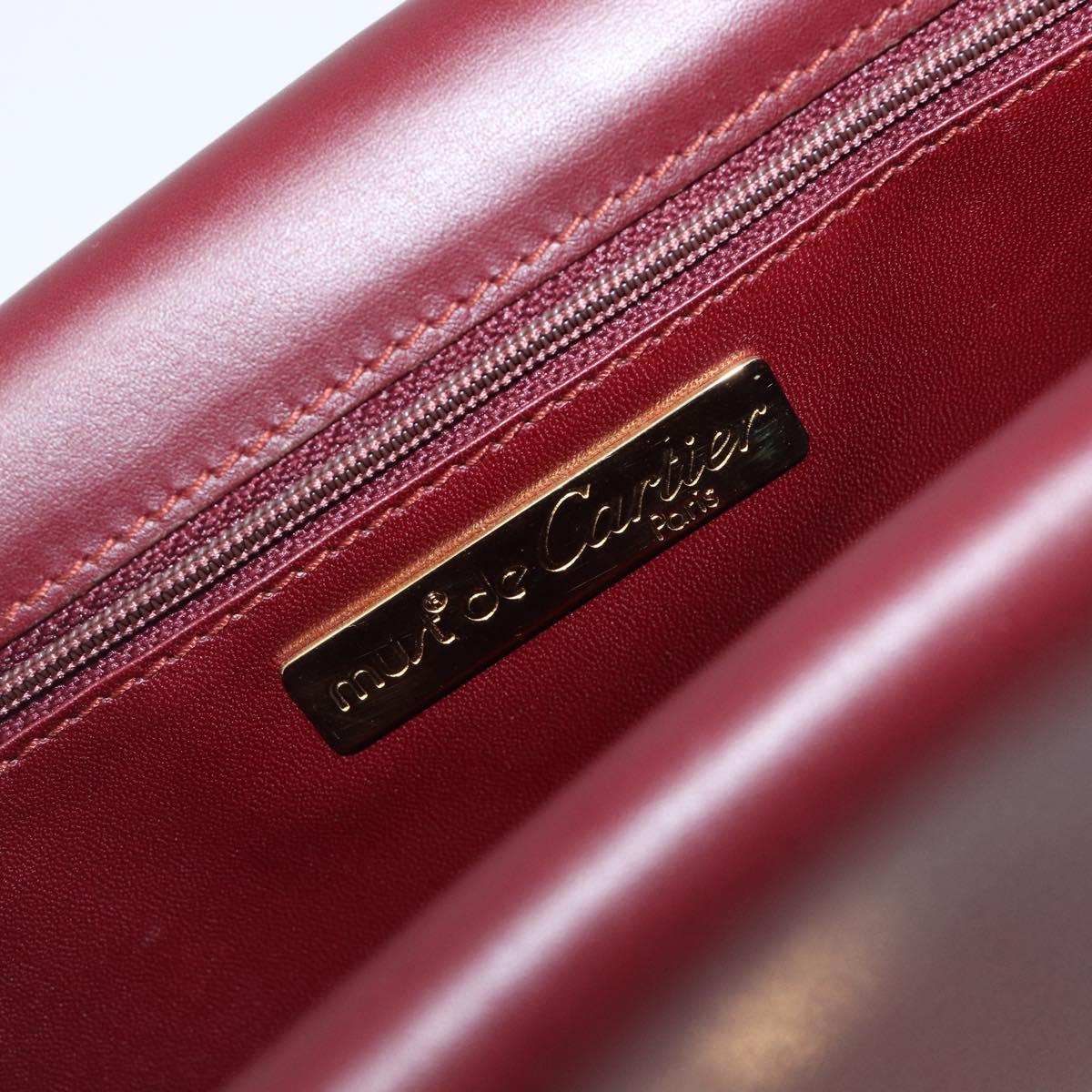 CARTIER Must Line Shoulder Bag Leather Bordeaux Gold Tone Auth 204581V