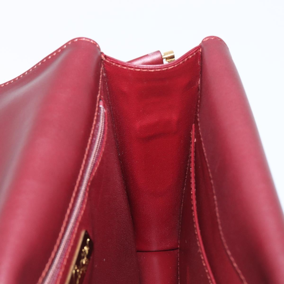 CARTIER Must Line Shoulder Bag Leather Bordeaux Gold Tone Auth 204581V