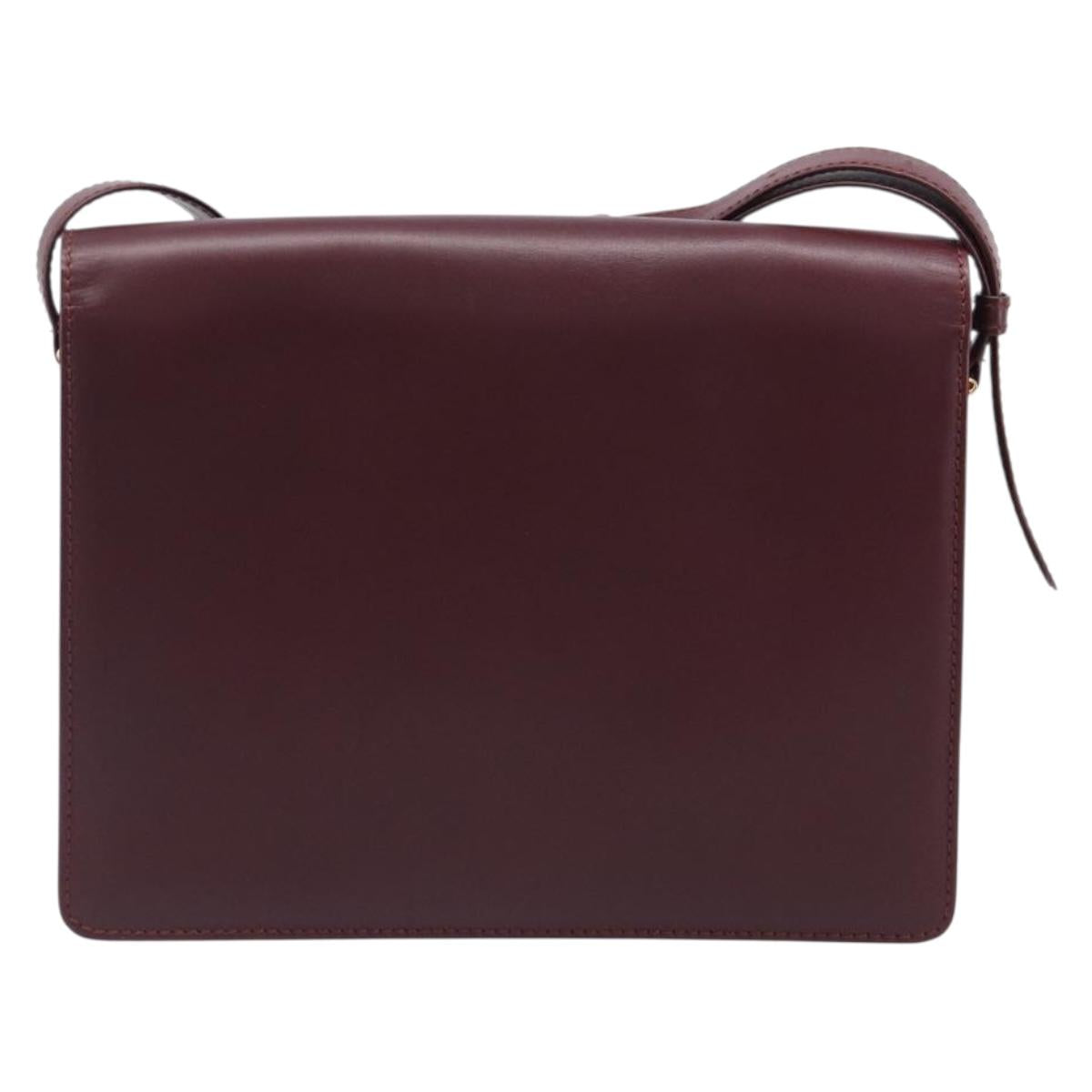 CARTIER Must Line Shoulder Bag Leather Bordeaux Gold Tone Auth 204581V