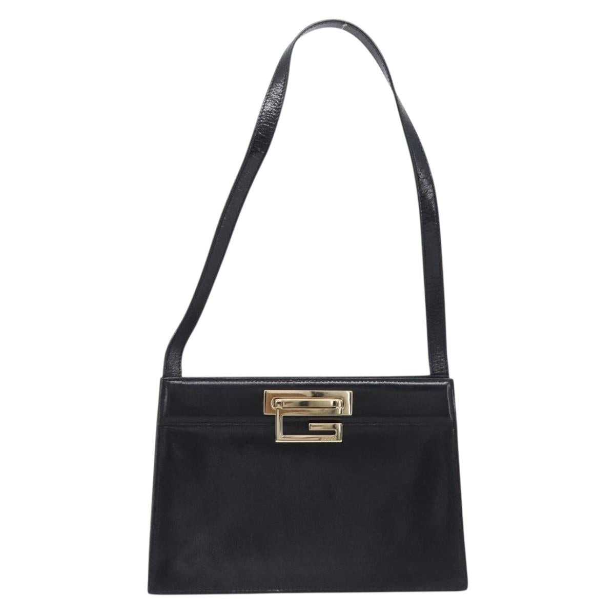GUCCI Shoulder Bag Leather Black Gold Tone 001 0406 1864 Auth 204582V