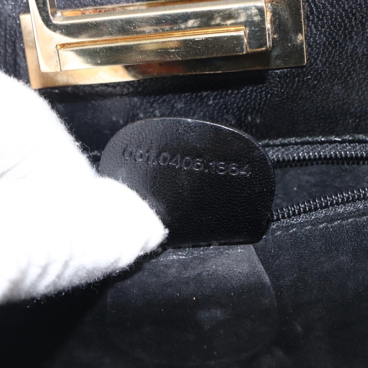 GUCCI Shoulder Bag Leather Black Gold Tone 001 0406 1864 Auth 204582V