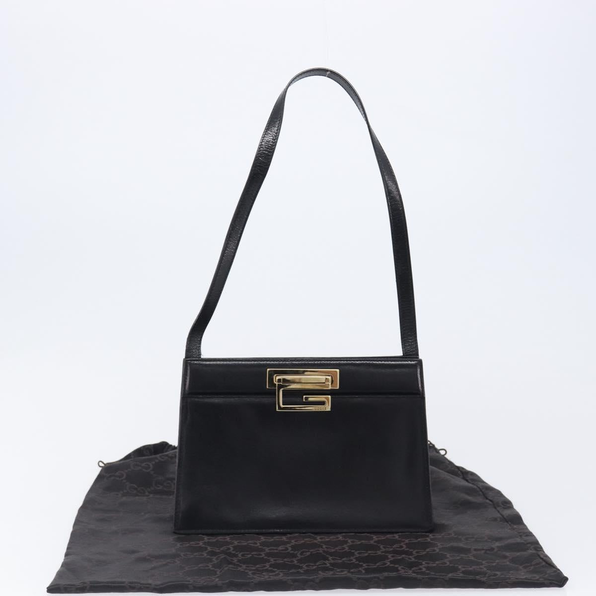 GUCCI Shoulder Bag Leather Black Gold Tone 001 0406 1864 Auth 204582V