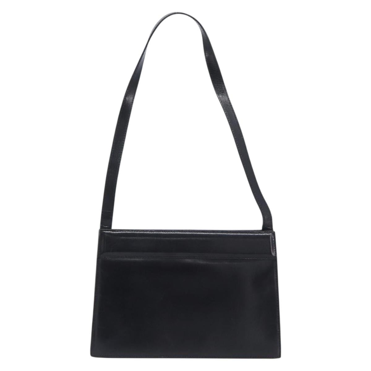GUCCI Shoulder Bag Leather Black Gold Tone 001 0406 1864 Auth 204582V