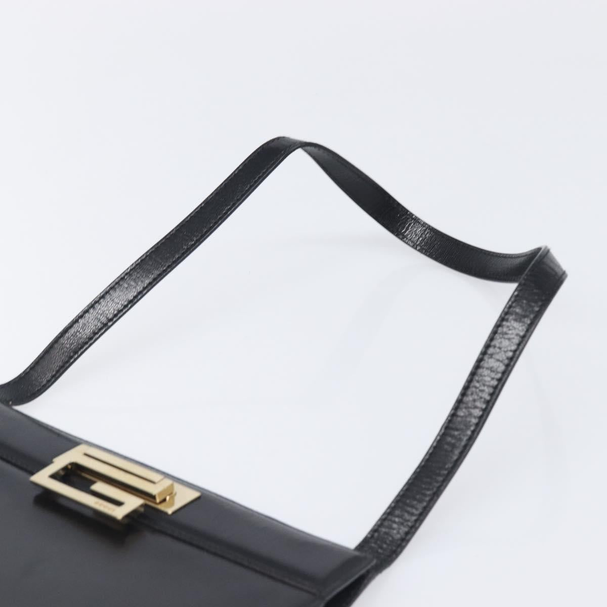 GUCCI Shoulder Bag Leather Black Gold Tone 001 0406 1864 Auth 204582V