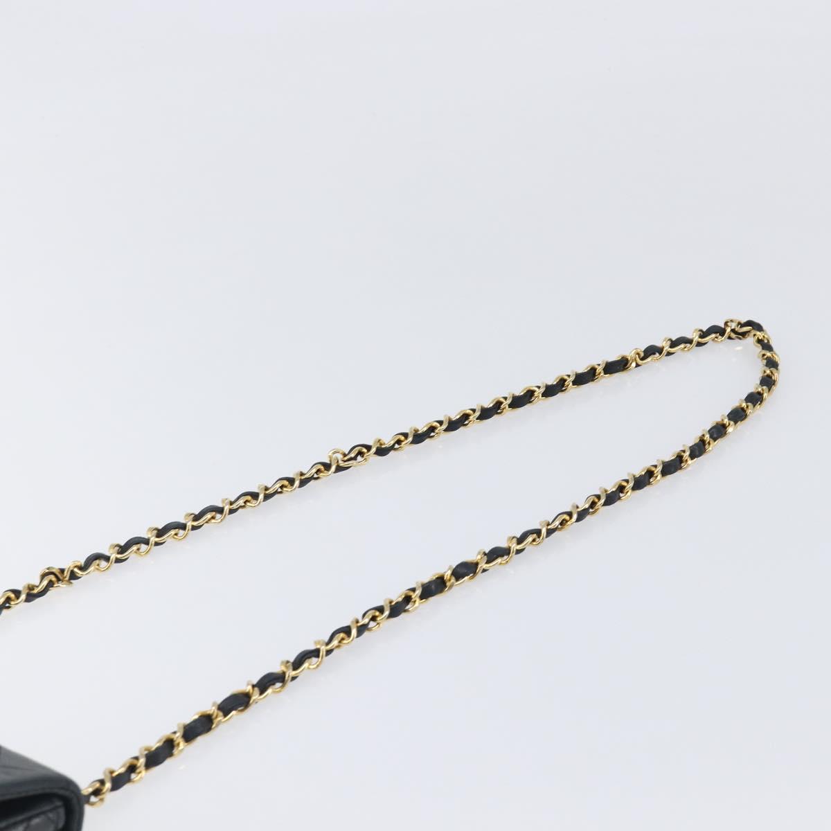 CHANEL Mini Matelasse 20 Chain Shoulder Bag Lamb Skin Black Gold CC Auth 204583V