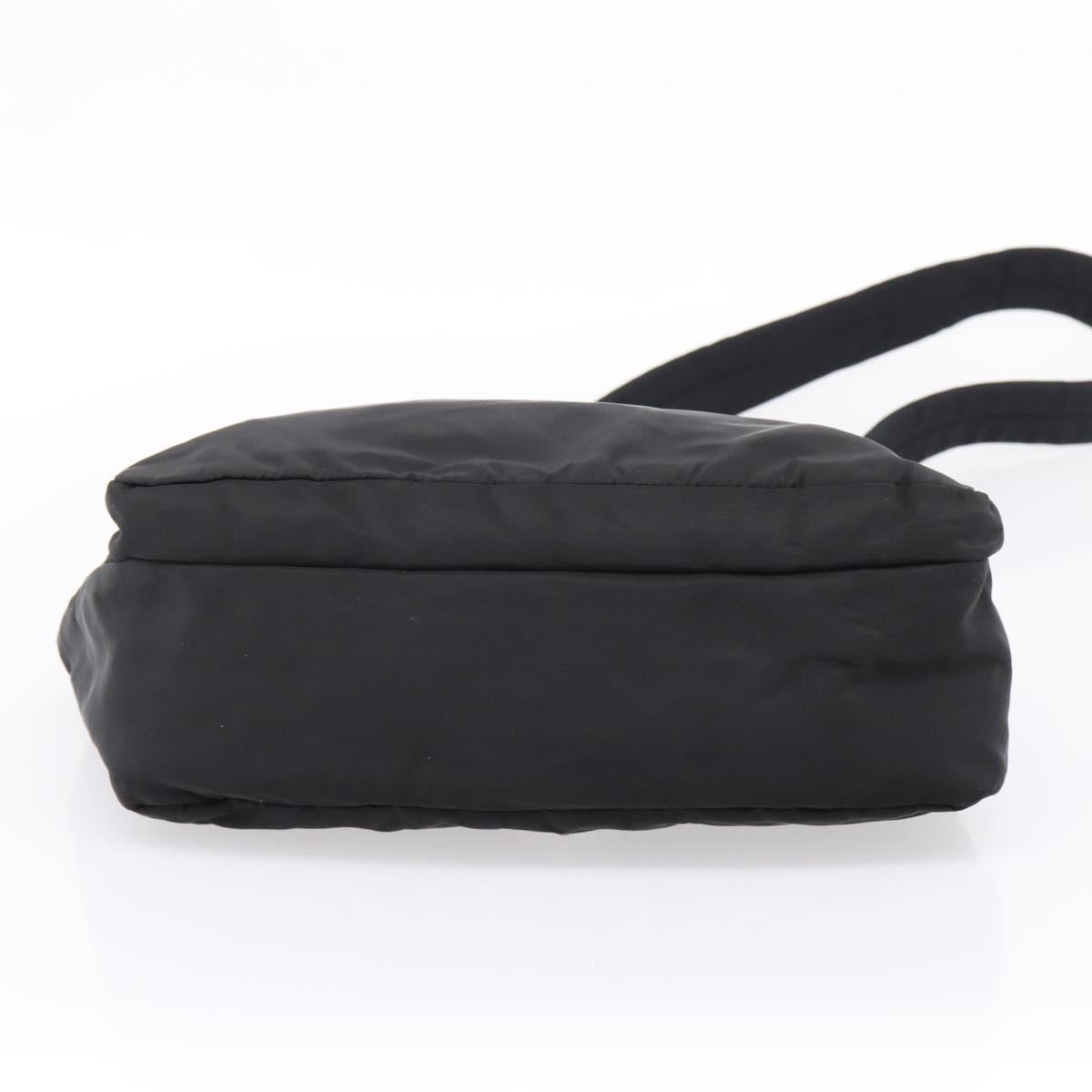 PRADA Shoulder Bag Nylon Black Silver Auth 204590A