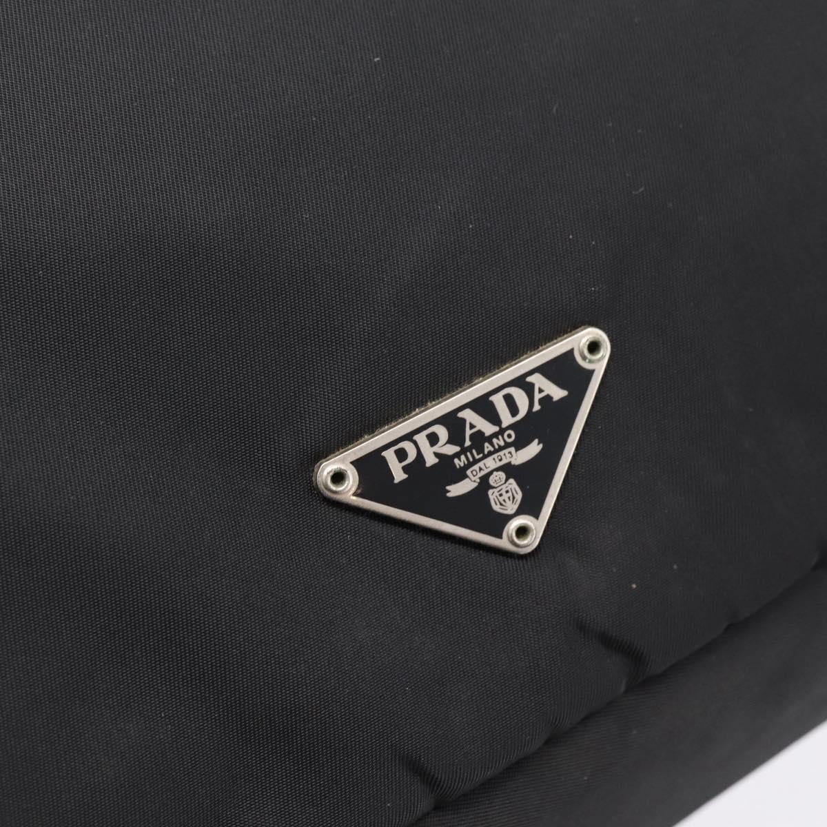 PRADA Shoulder Bag Nylon Black Silver Auth 204590A