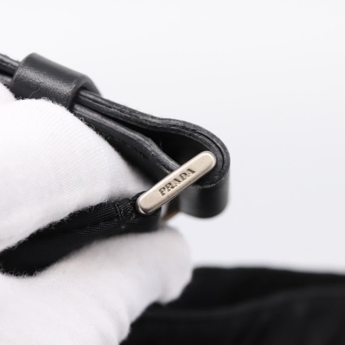 PRADA Shoulder Bag Nylon Black Silver Auth 204590A