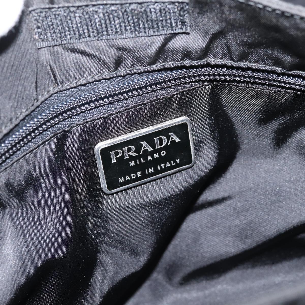 PRADA Shoulder Bag Nylon Black Silver Auth 204590A