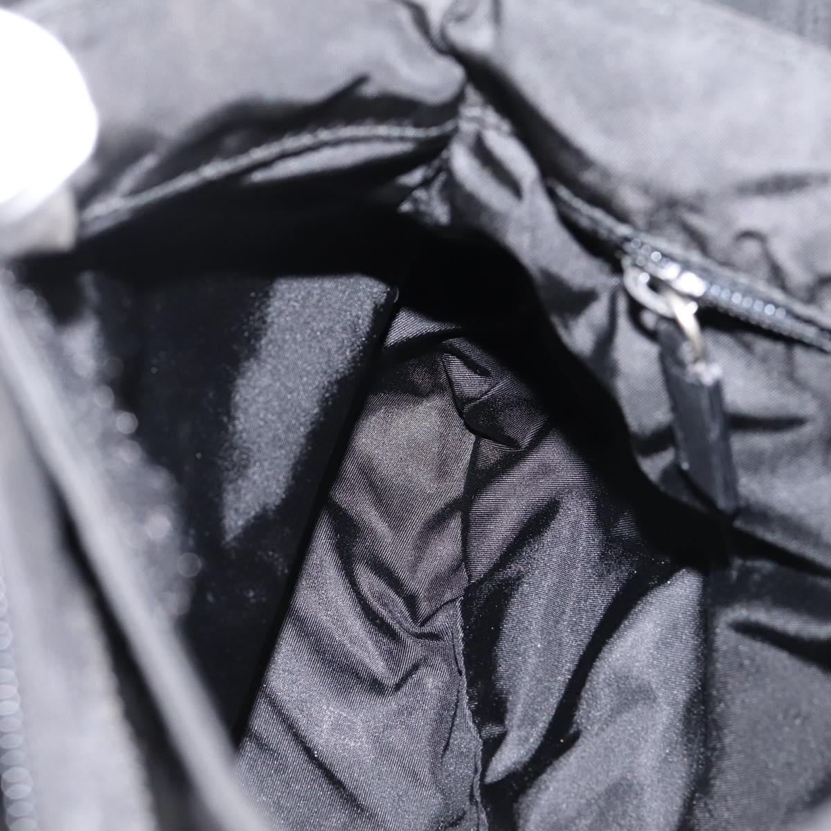 PRADA Shoulder Bag Nylon Black Silver Auth 204590A
