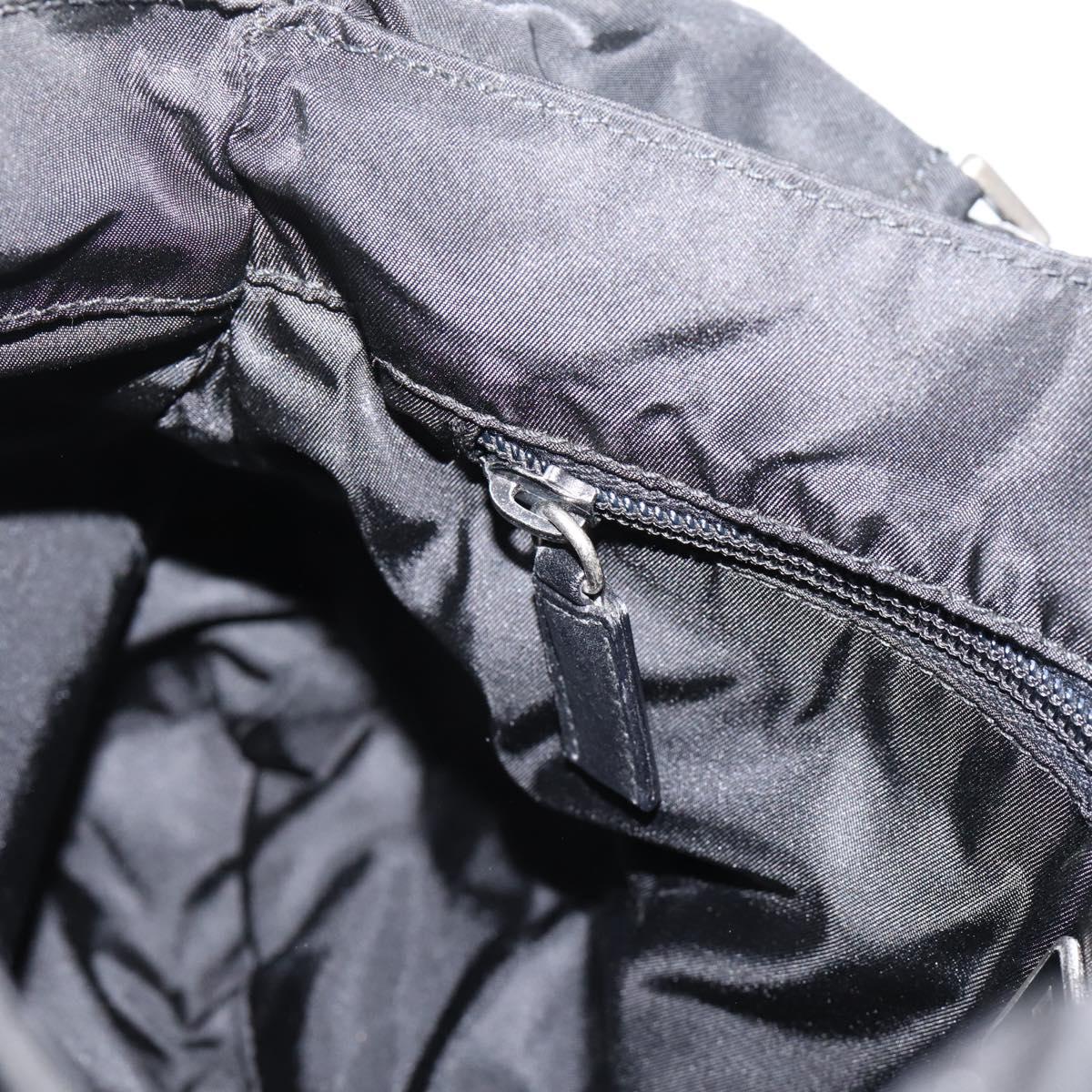 PRADA Shoulder Bag Nylon Black Silver Auth 204590A