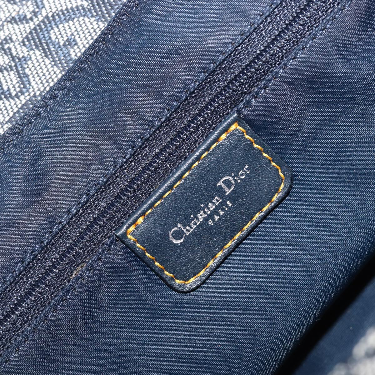 Christian Dior Trotter Canvas Saddle Shoulder Bag Navy Silver Auth 204592V