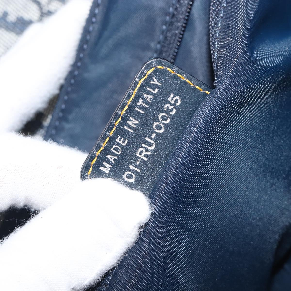 Christian Dior Trotter Canvas Saddle Shoulder Bag Navy Silver Auth 204592V