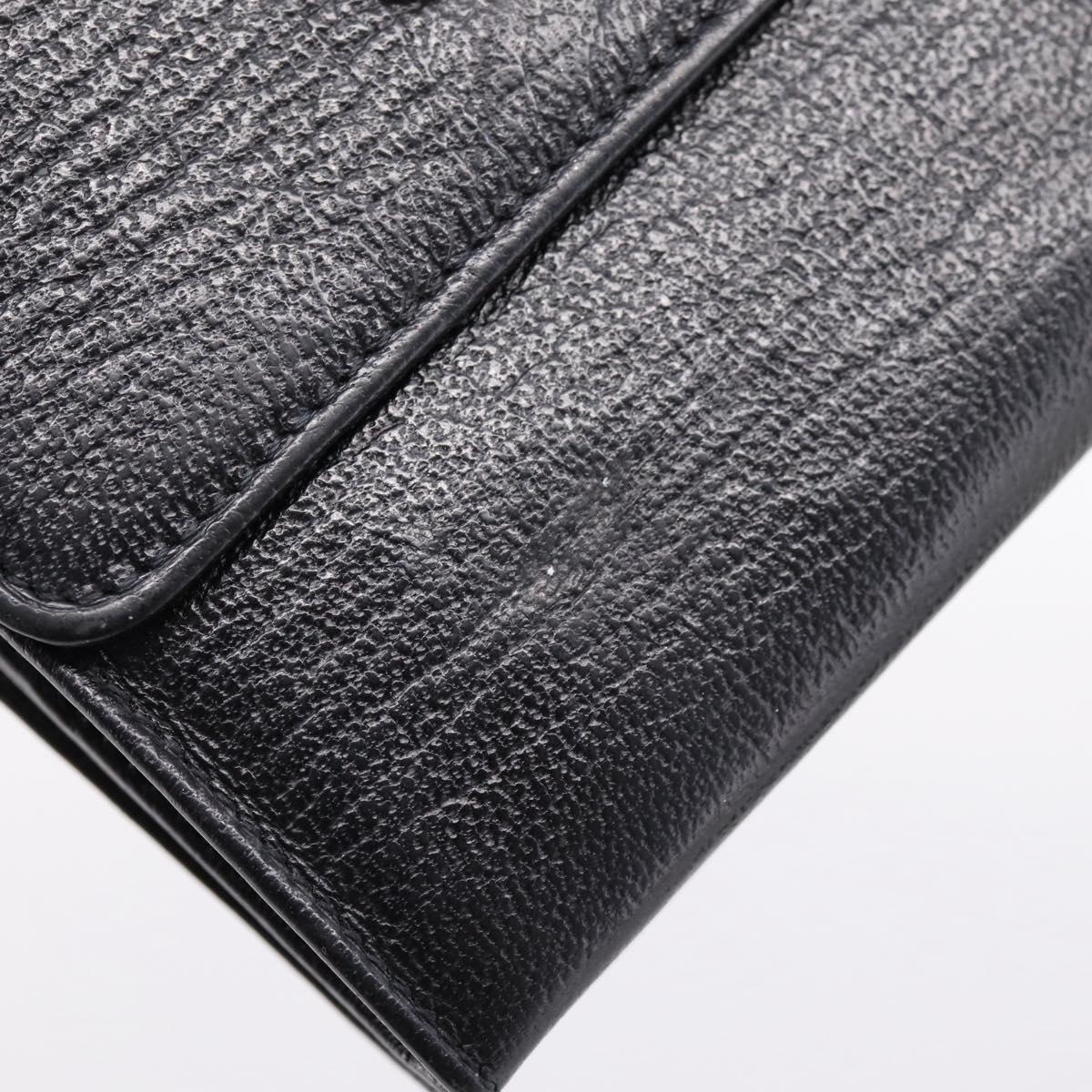 CHANEL Compact Wallet Leather Black Gold CC Auth 204596V