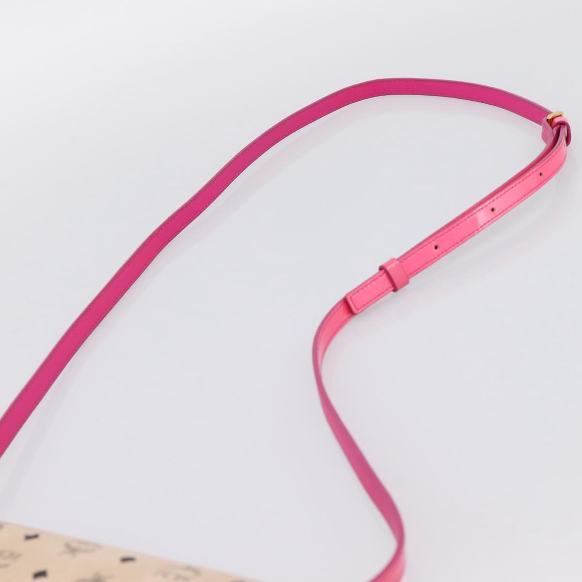 MCM Vicetos Shoulder Bag PVC Leather Pink Gold Tone Auth 204597A