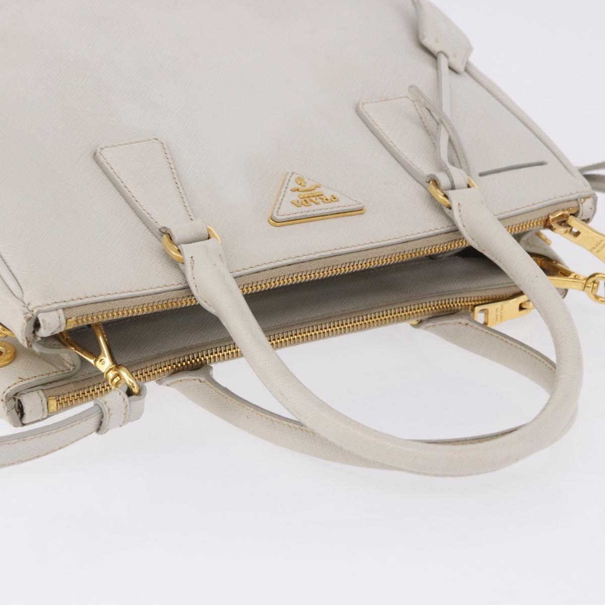 PRADA Galleria Hand Bag Safiano 2way Ivory Gold Tone Auth 204598A