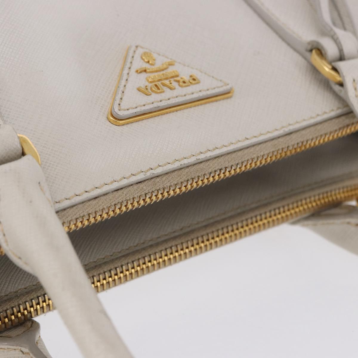 PRADA Galleria Hand Bag Safiano 2way Ivory Gold Tone Auth 204598A