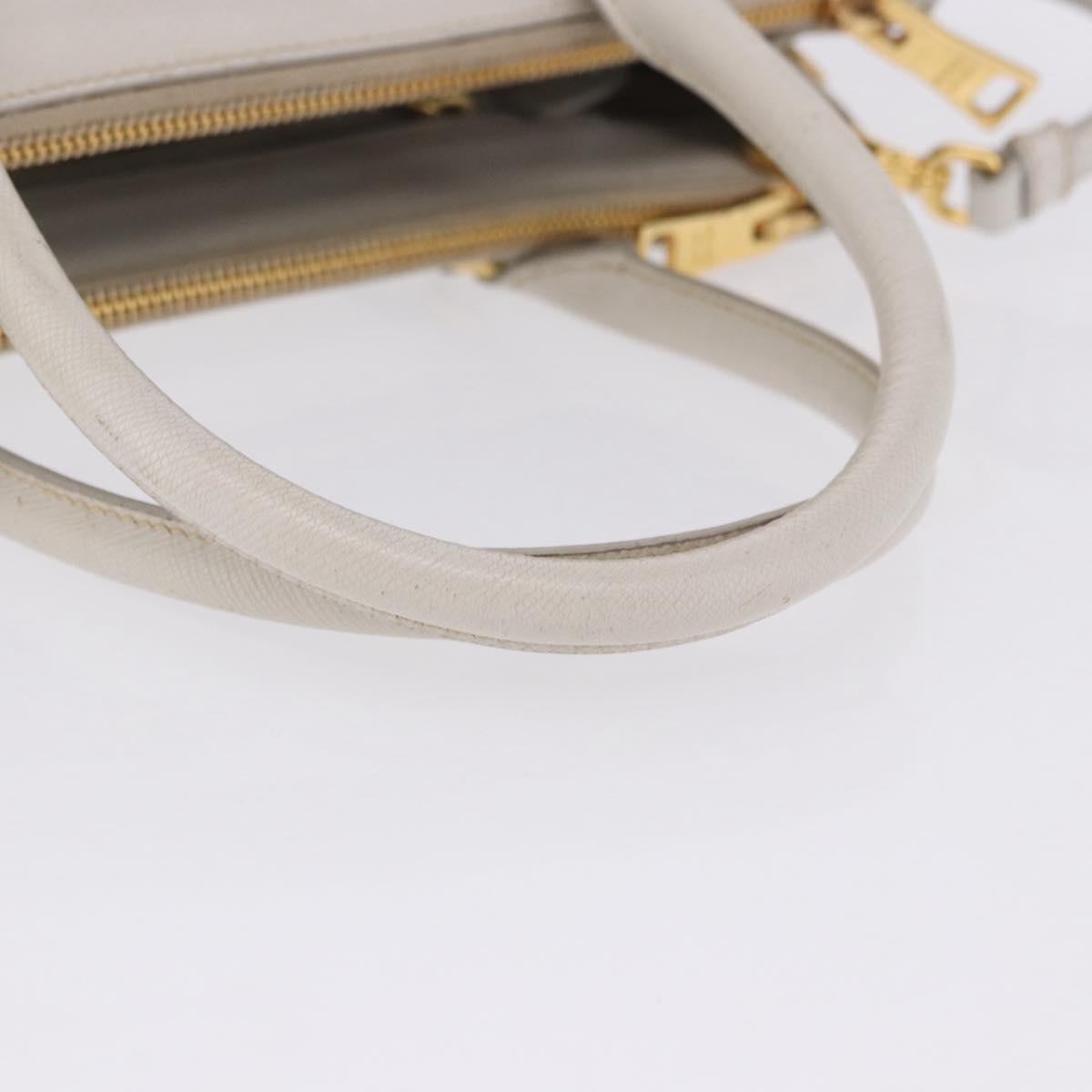 PRADA Galleria Hand Bag Safiano 2way Ivory Gold Tone Auth 204598A